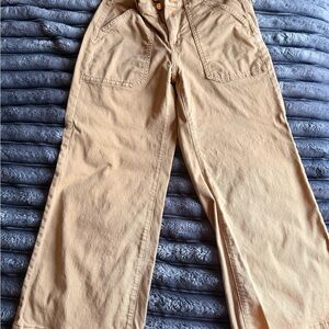 White House Black Market Camel Wide-Leg Crop Pants